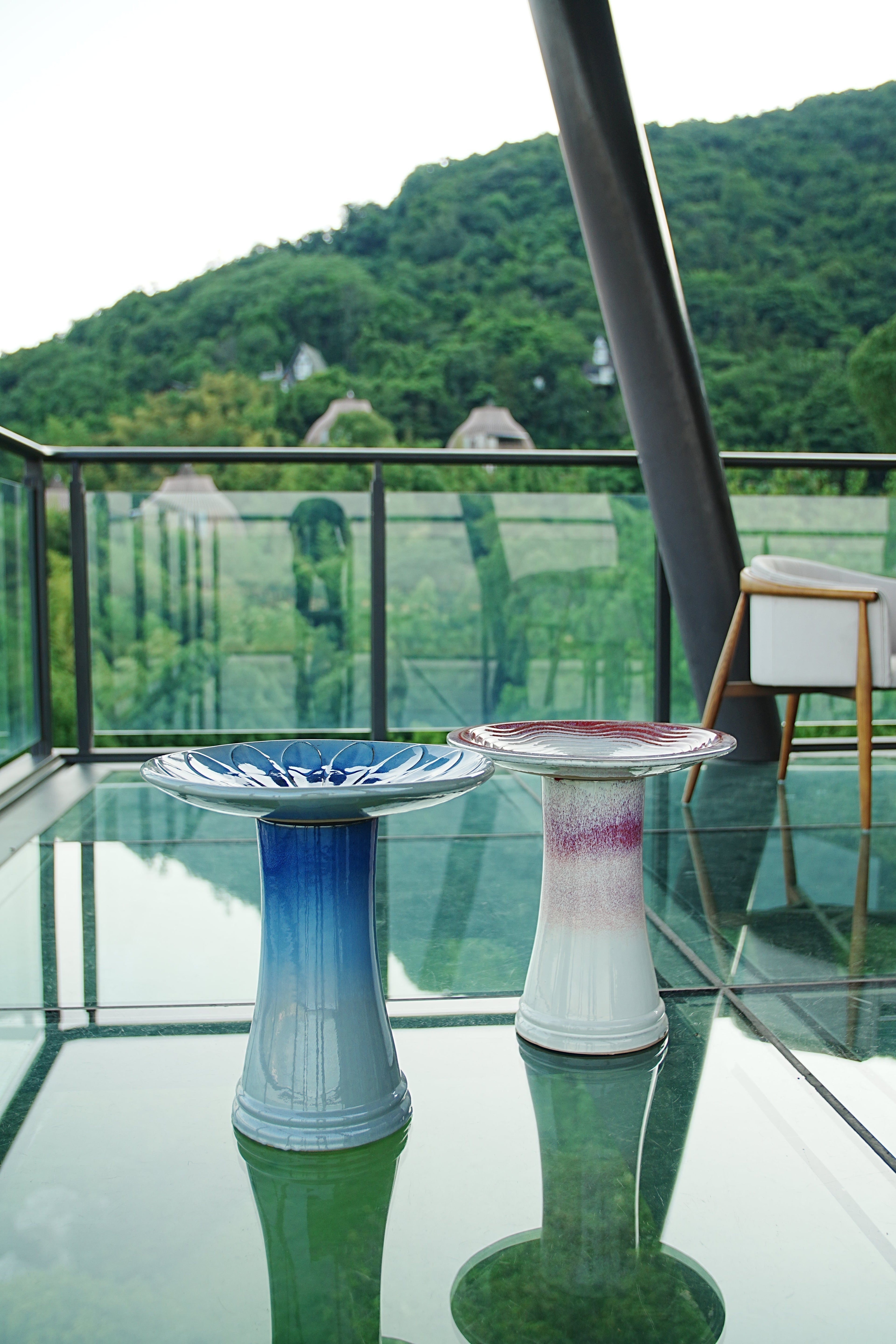 Handmade Glazed Ceramic Bird Bath