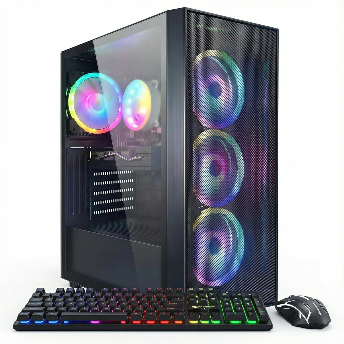 Stgaubron Gaming PC Desktop Computer, Intel Core I7 up to 3.9Ghz, Radeon RX 580 8G, 32GB RAM, 512GB SSD, Wifi 6, BT 5.0, RGB Fan X3, Windows 11 Home, White