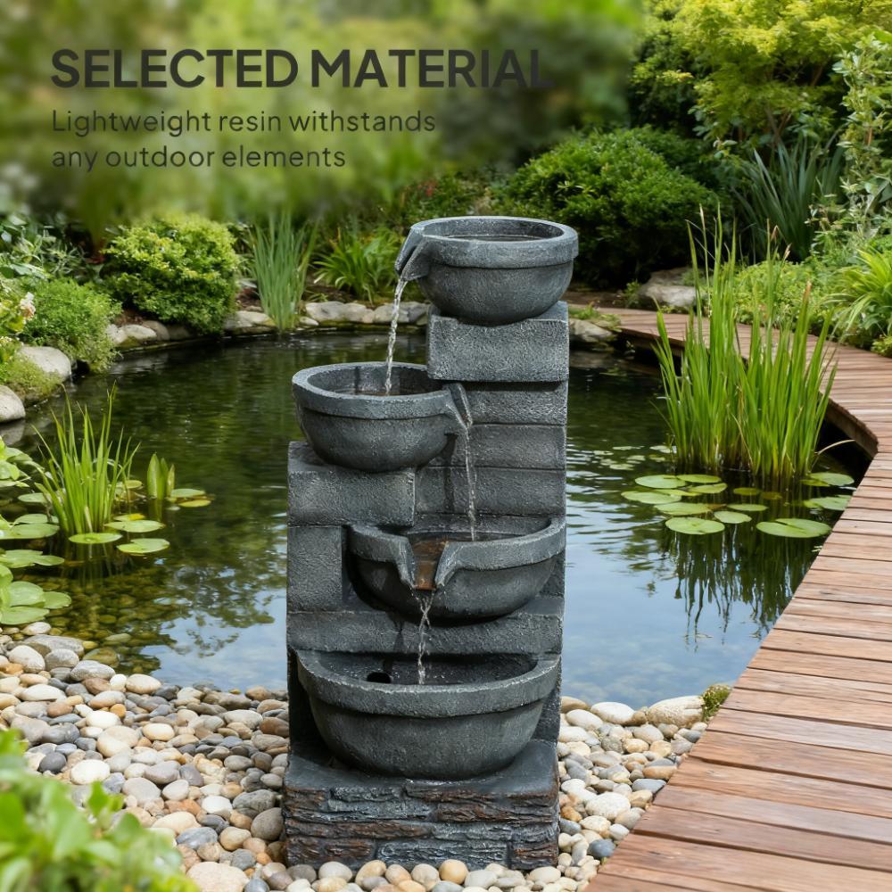 Garden Fountain, Tall Outdoor Waterfall with LED Lights