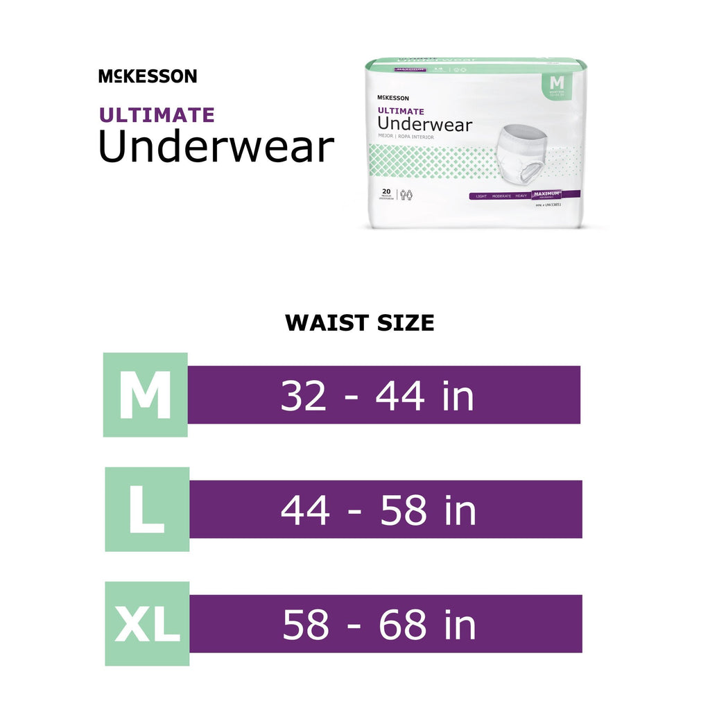 McKesson Ultimate Heavy Absorbency Incontinence Underwear, Medium UW33851