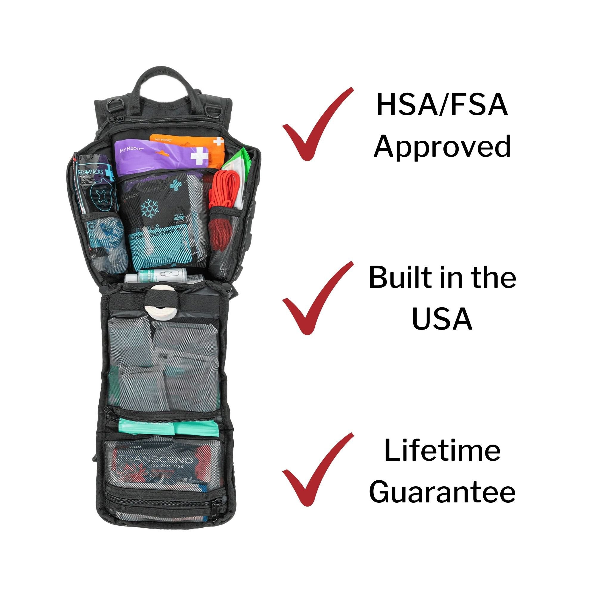 My Medic Recon First Aid Kit Backpack with Emergency Medical Supplies, Black MM-KIT-RCN-STN-BLK