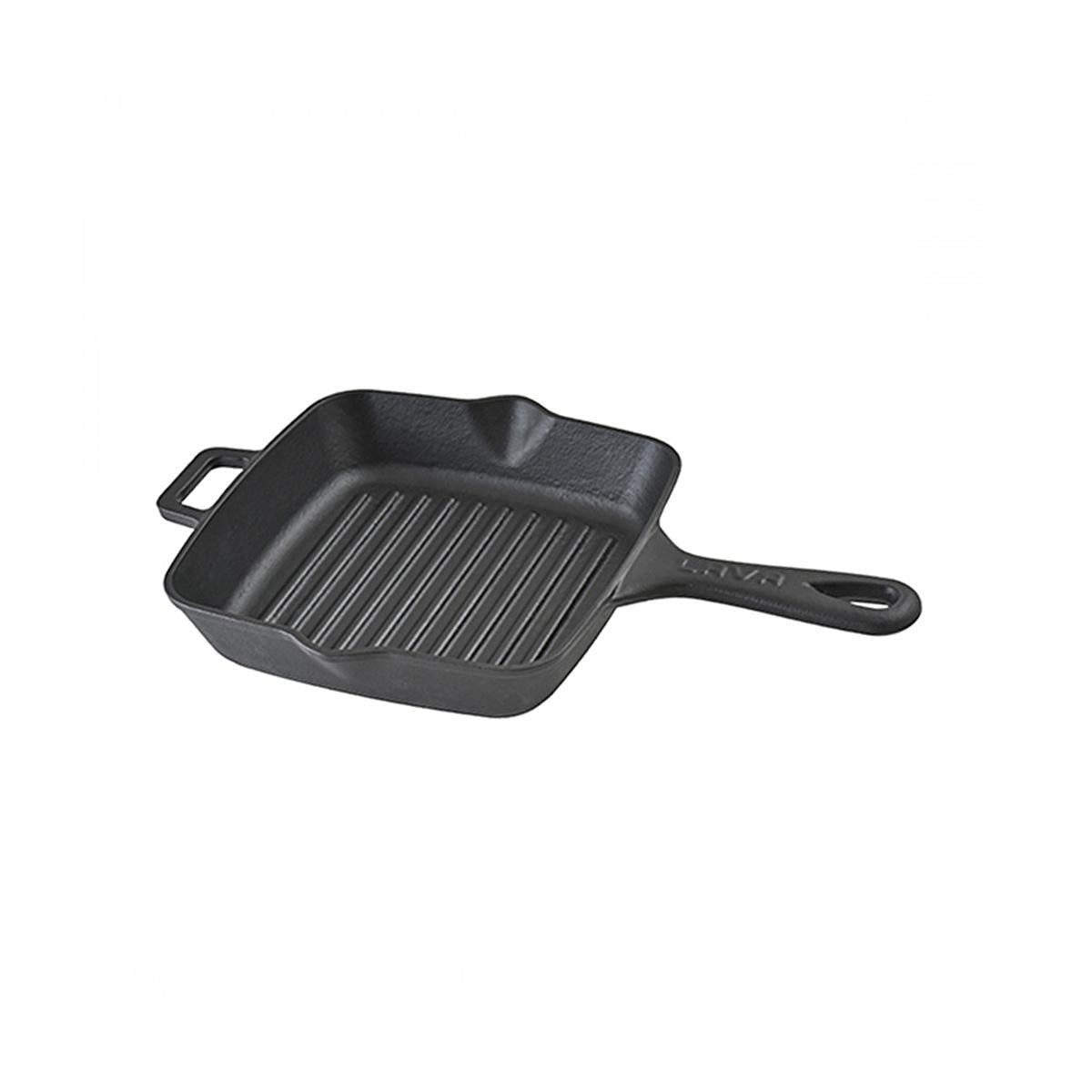 LAVA Cast Iron Grill Pan - 8-Inch Square Enameled Skillet for Stovetop Oven Use - Authentic Sear & Grill Marks, Even Heating, Easy Clean