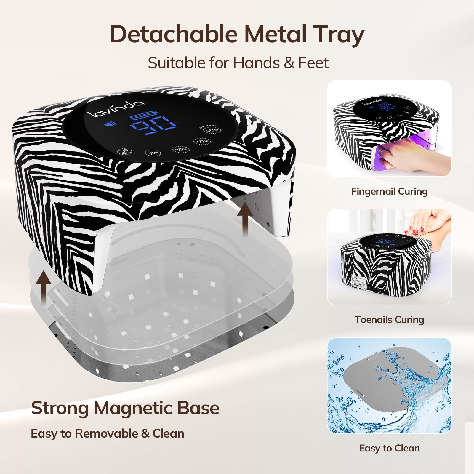 Crown™ Nail Lamp - Zebra Print - 54W Rechargeable UV/LED