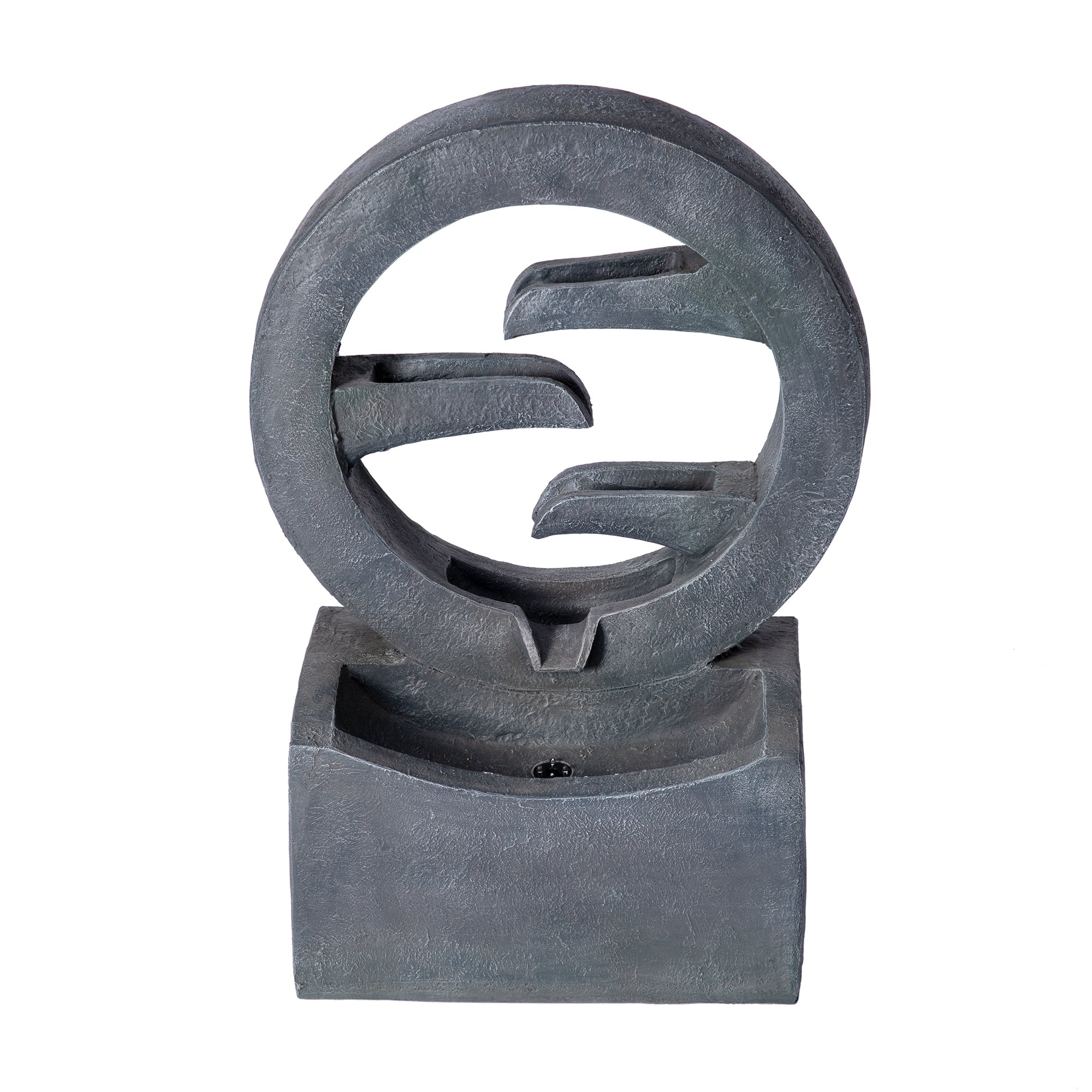 26.77'H Gray Circular Polyresin Outdoor Water Fountain with LED Light