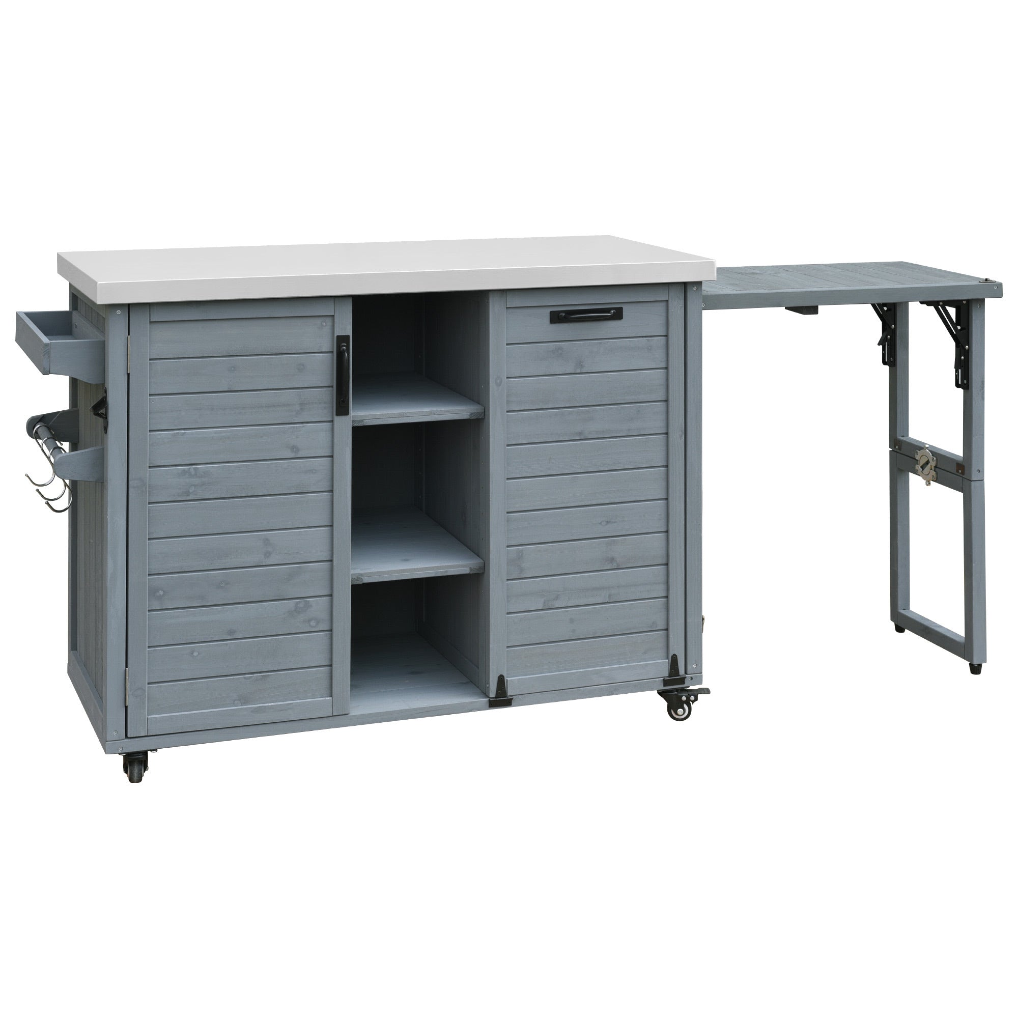 K&K 78.3' Outdoor Kitchen Island with Foldable Grill Table