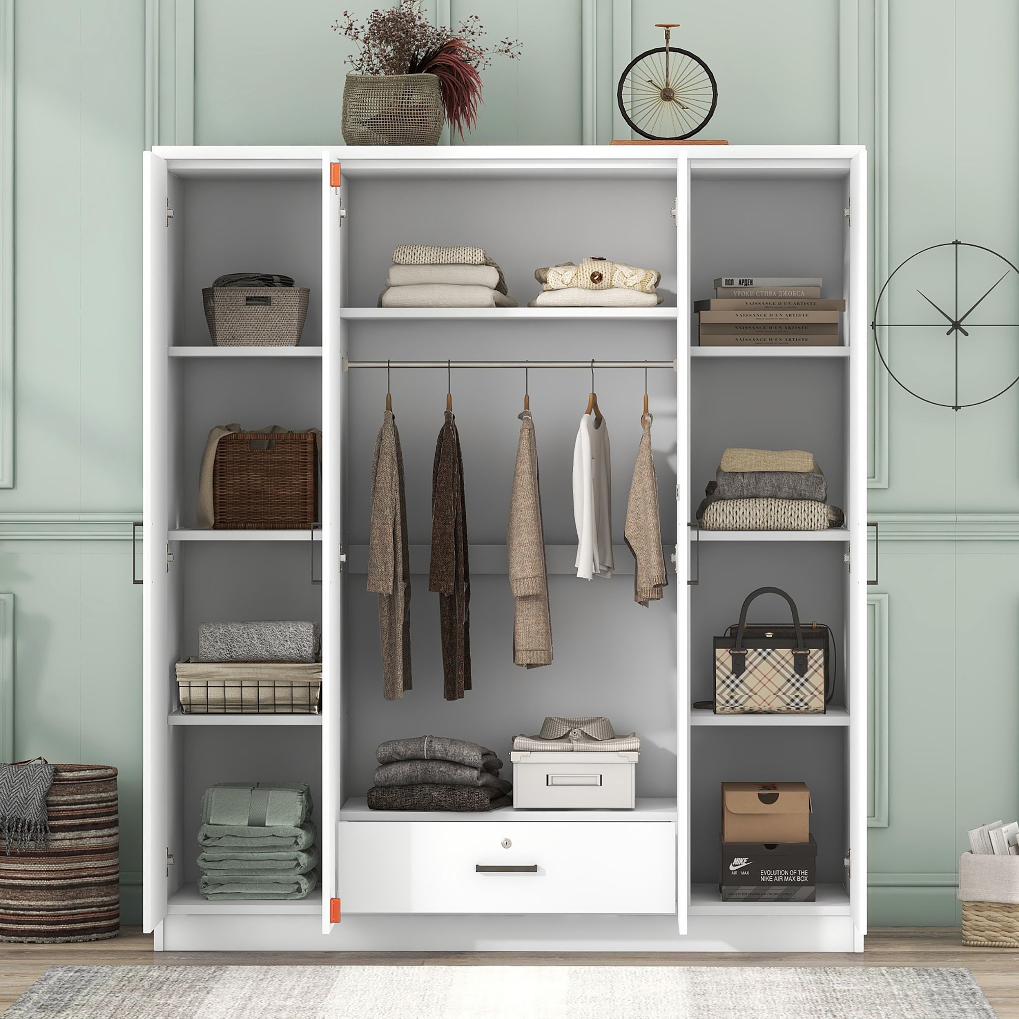 4 Door Wardrobe With 1 Drawer