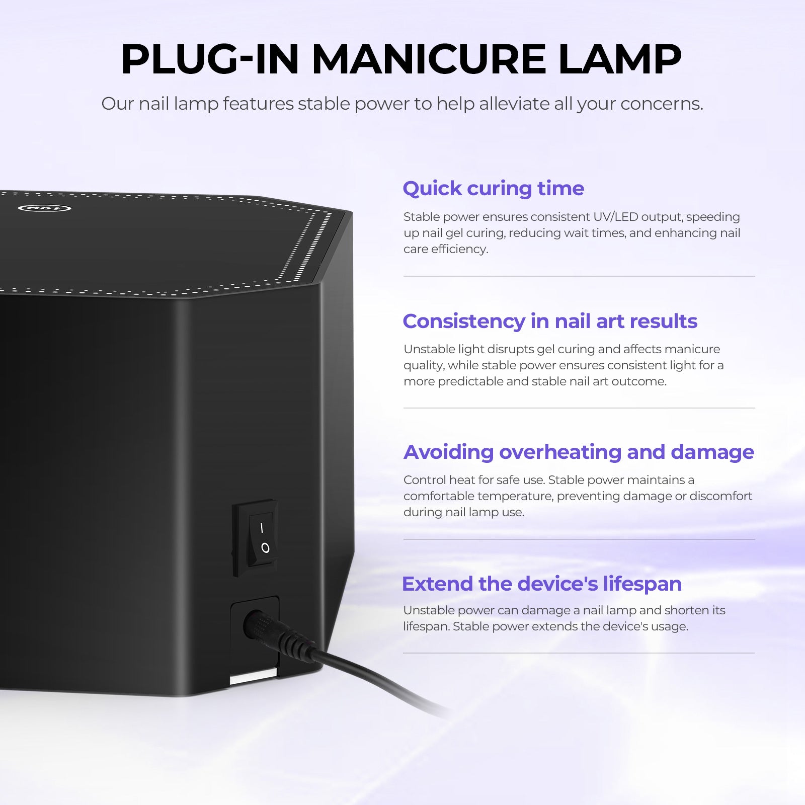 Lumina™ Nail Lamp - Black - Plug-in UV/LED