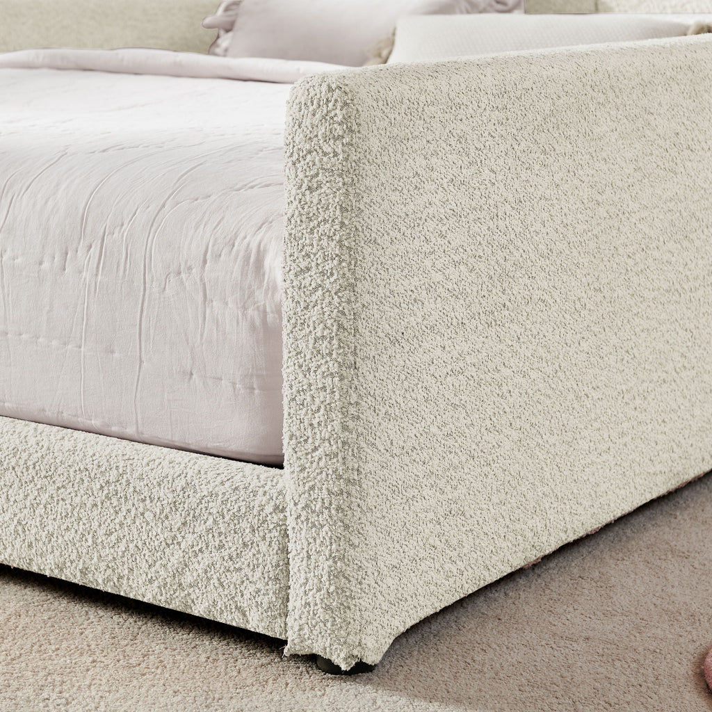 Cute Rabbit Ear Upholstered Platform Bed Frame With Safety Rail