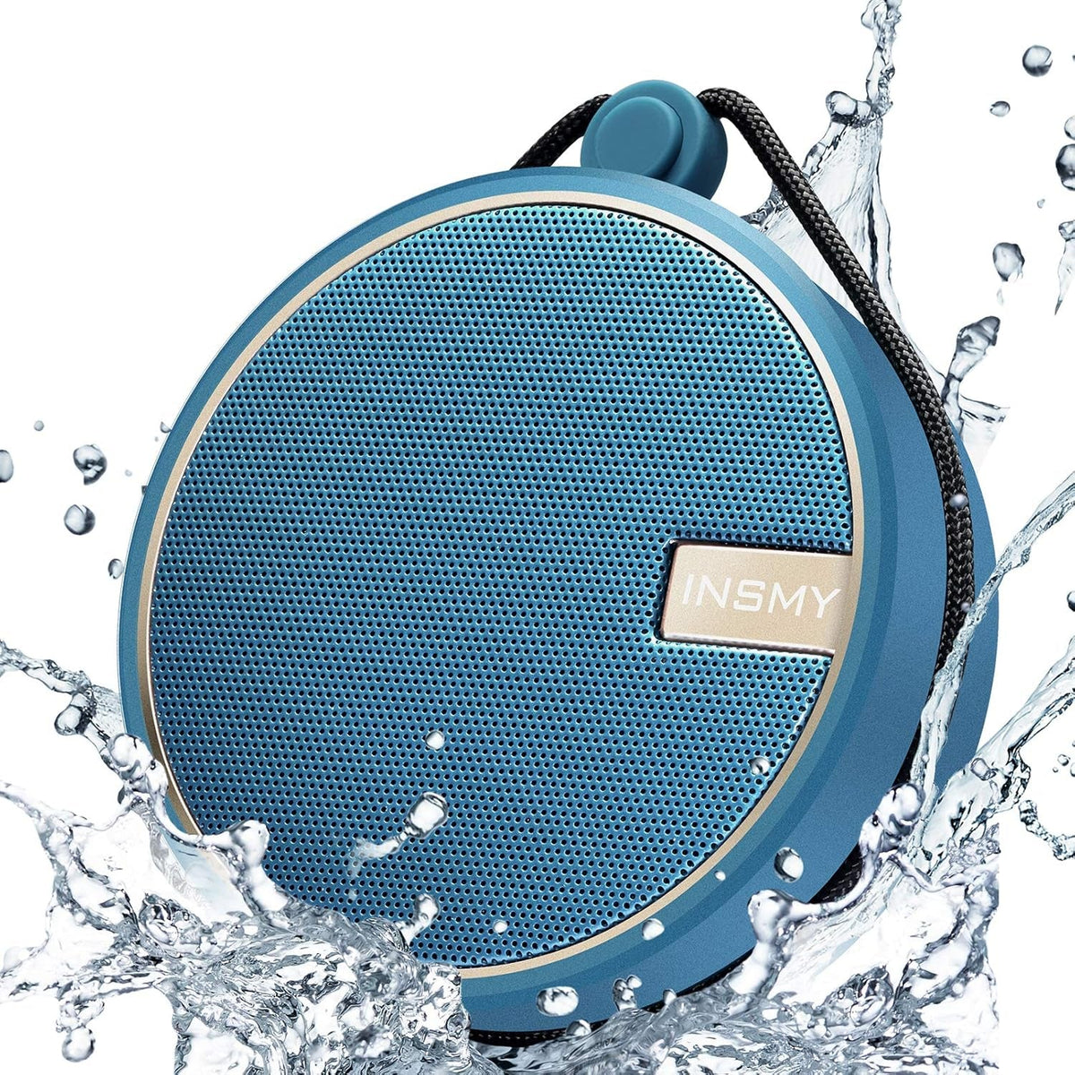 INSMY C12 IPX7 Waterproof Shower Bluetooth Speaker, Portable Small Speaker, Speakers Bluetooth Wireless Loud Clear Sound Support TF Card Suction Cup for Kayak Canoe Beach Gift (Black)