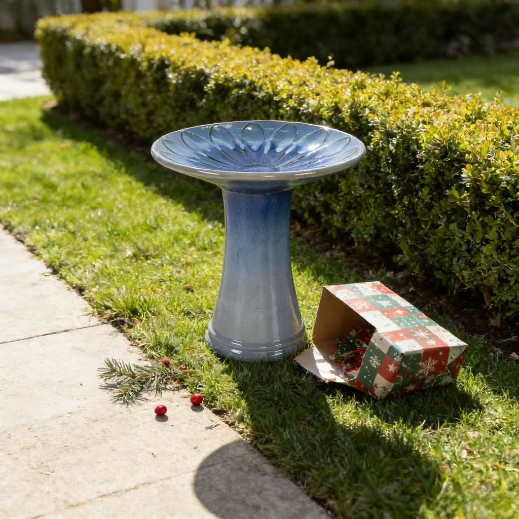 Handmade Glazed Ceramic Bird Bath