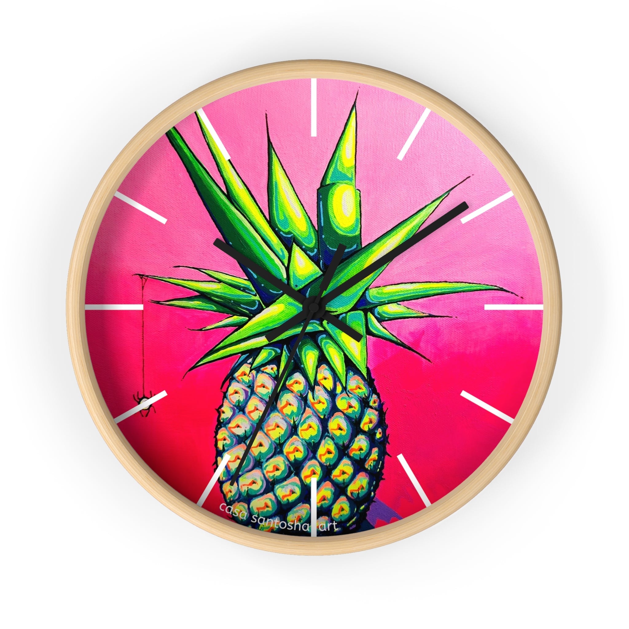 Neon Pineapple Pop Art Wall Clock