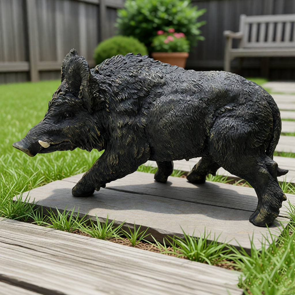 12.20' H x 21.26' L Resin Wild Boar Garden Statue
