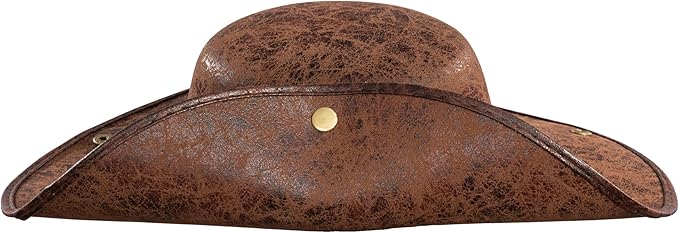 Pirate Hat Faux Leather Tricorn Colonial Renaissance Halloween Costume Cosplay Accessory