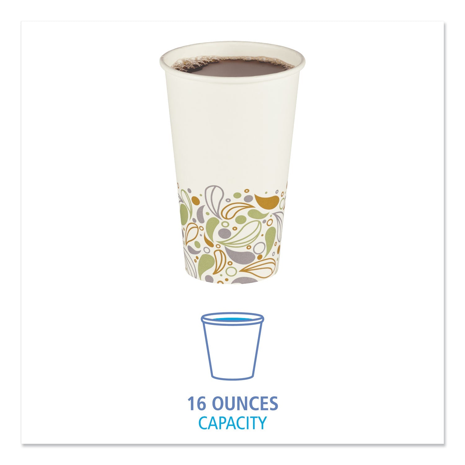 Boardwalk Deerfield Printed Paper Hot Cups, 16 oz, 50 Cups/Sleeve, 20 Sleeves/Carton