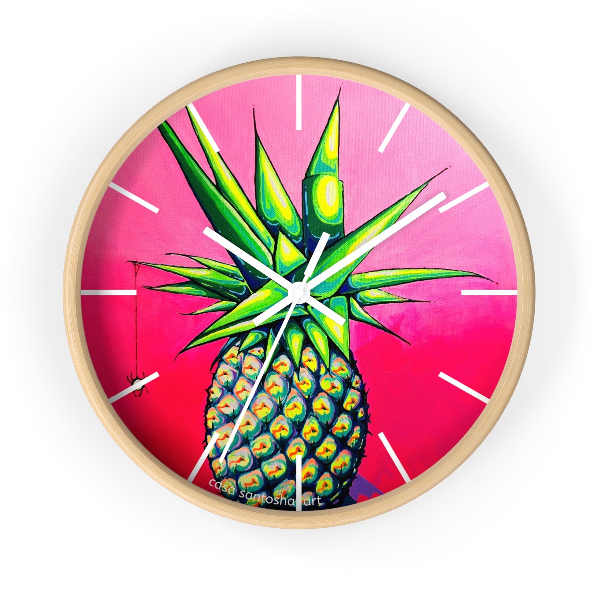 Neon Pineapple Pop Art Wall Clock
