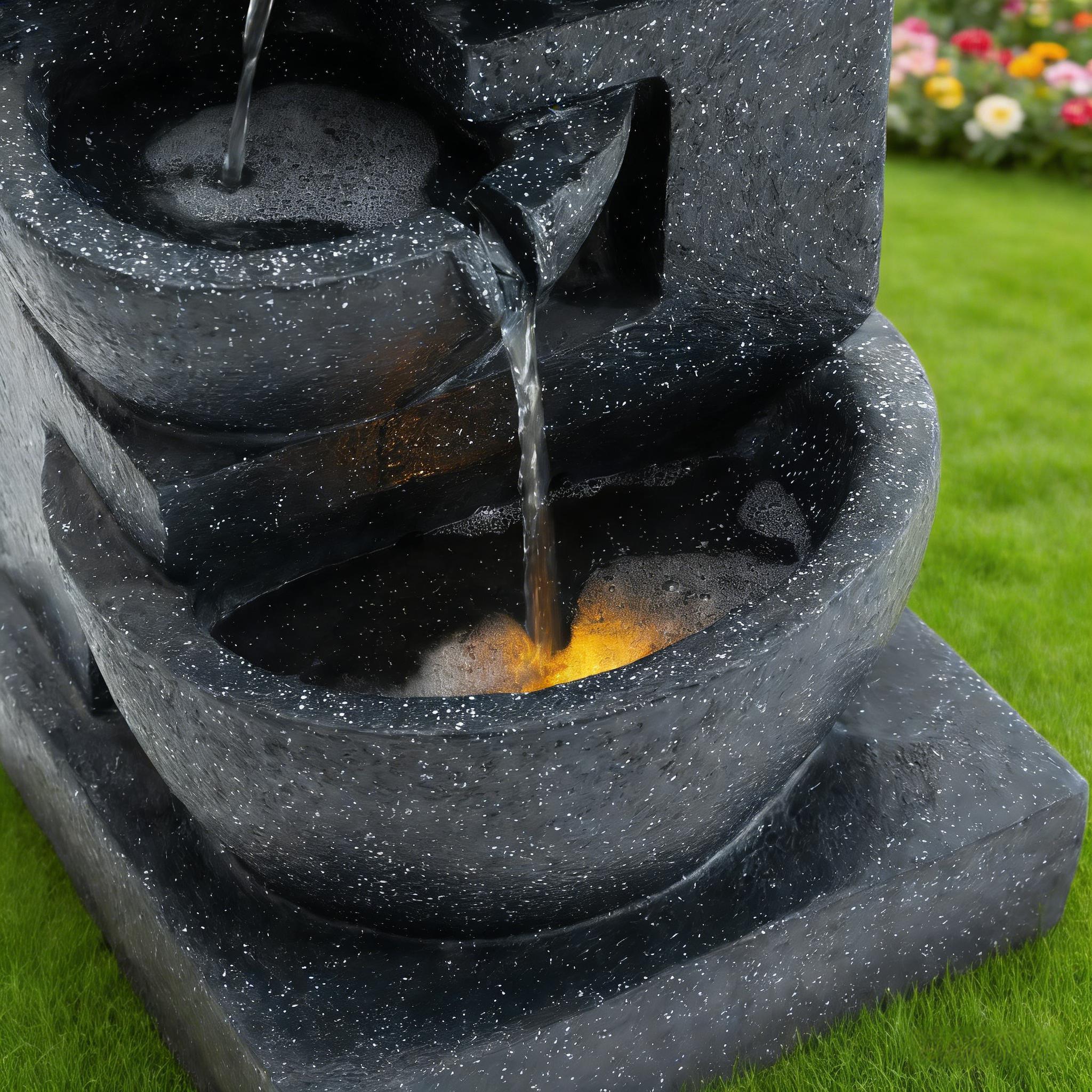 29-Inch Terrazzo Style LED Outdoor Indoor Water Fountain