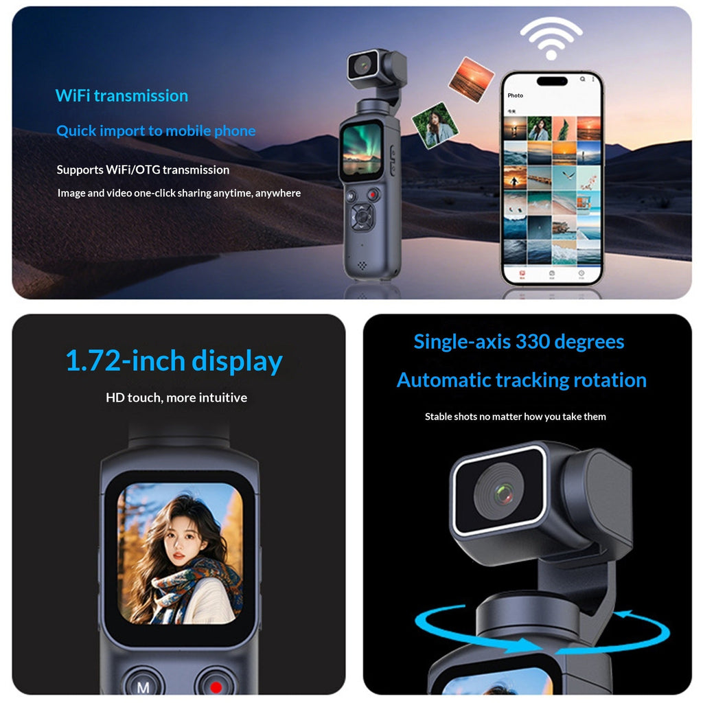4K Camera Handheld Gimbal With Motion Stabilization And Face Recognition