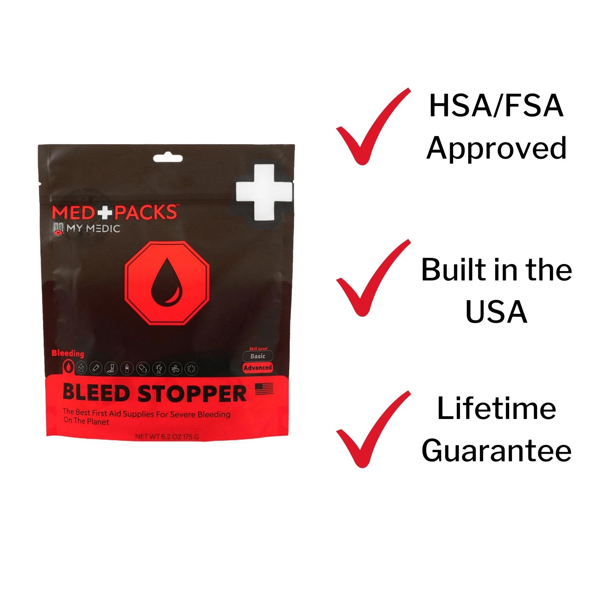 Med Packs™ First Aid Kit to Stop Bleeding – Emergency Supplies in Portable Pouch MM-KIT-S-MD-PK-BLD-GEN-RAT