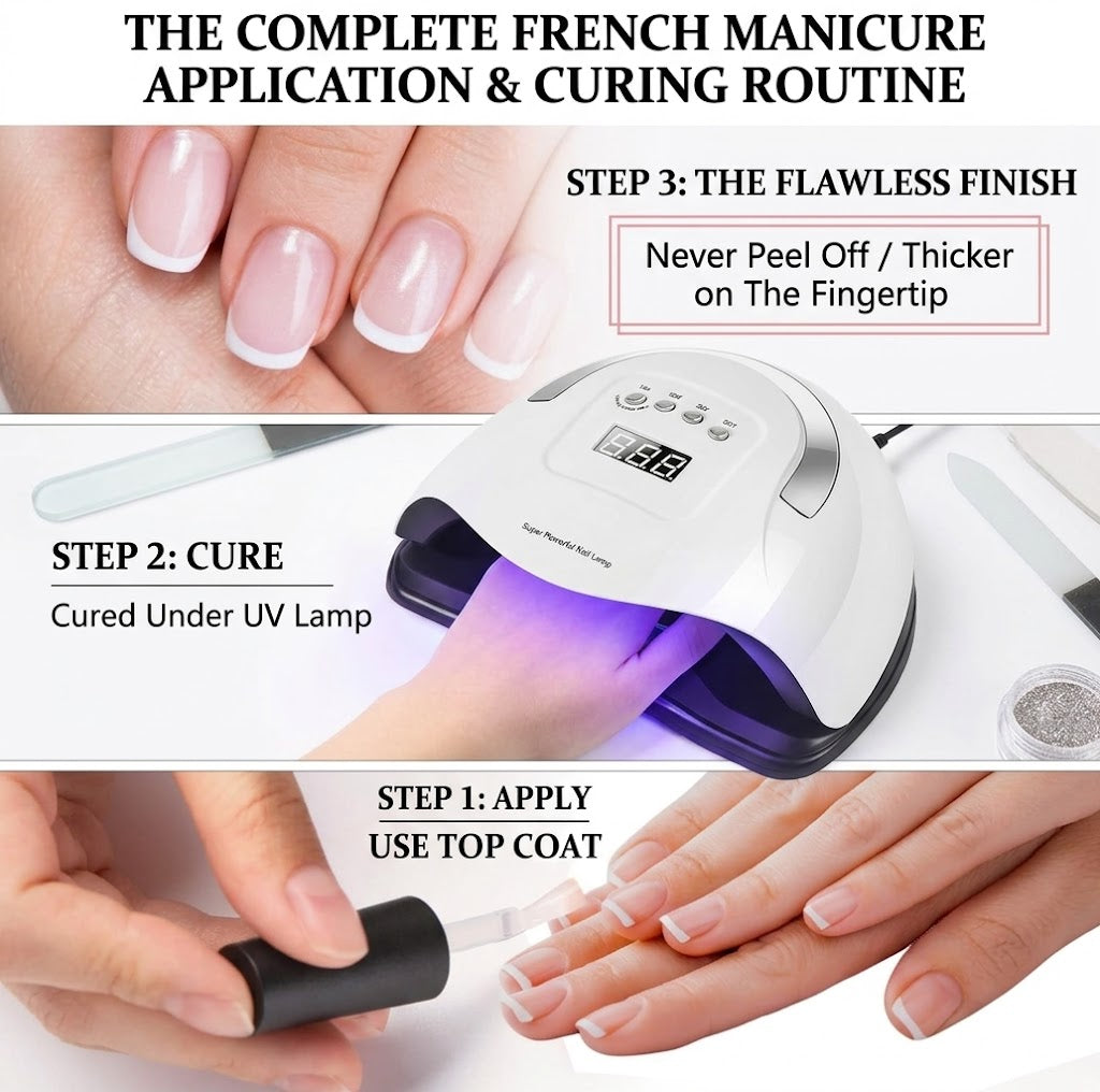 Salon-Style French Tip Press-On Nails - Square #04