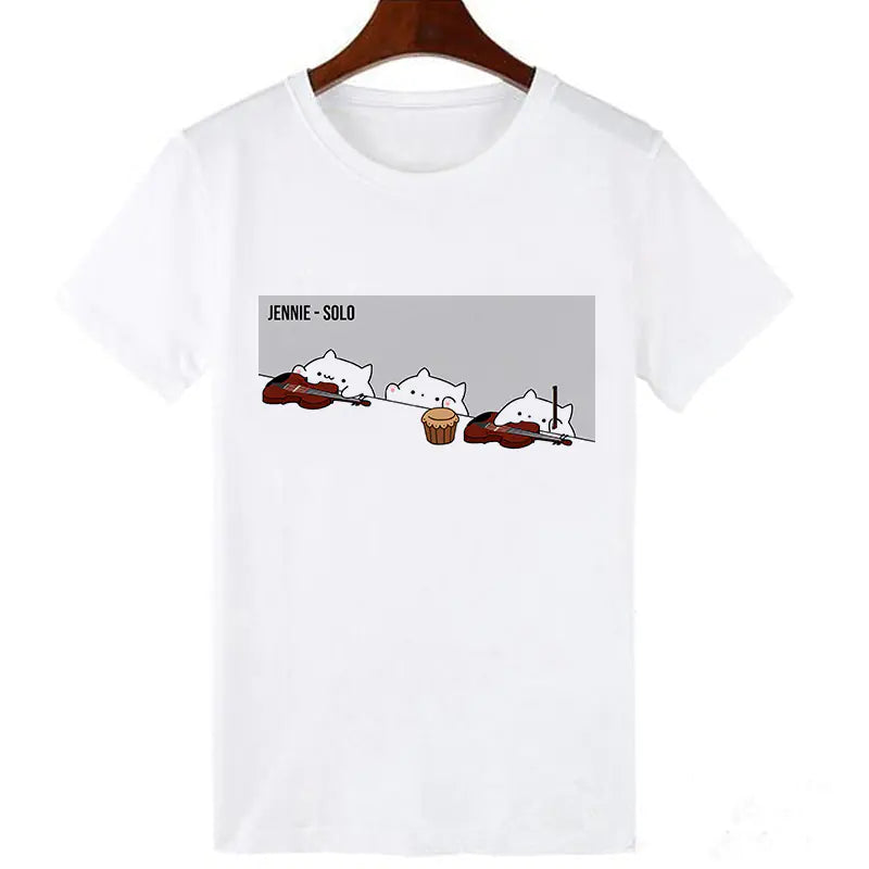 Kawaii Skull Cat Girl T-Shirt Top - # GIAA23510017