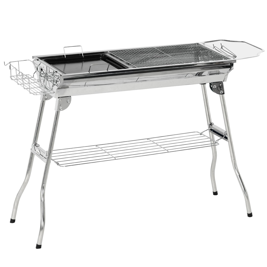 Outsunny Charcoal Grill Stainless Steel Portable Folding BBQ