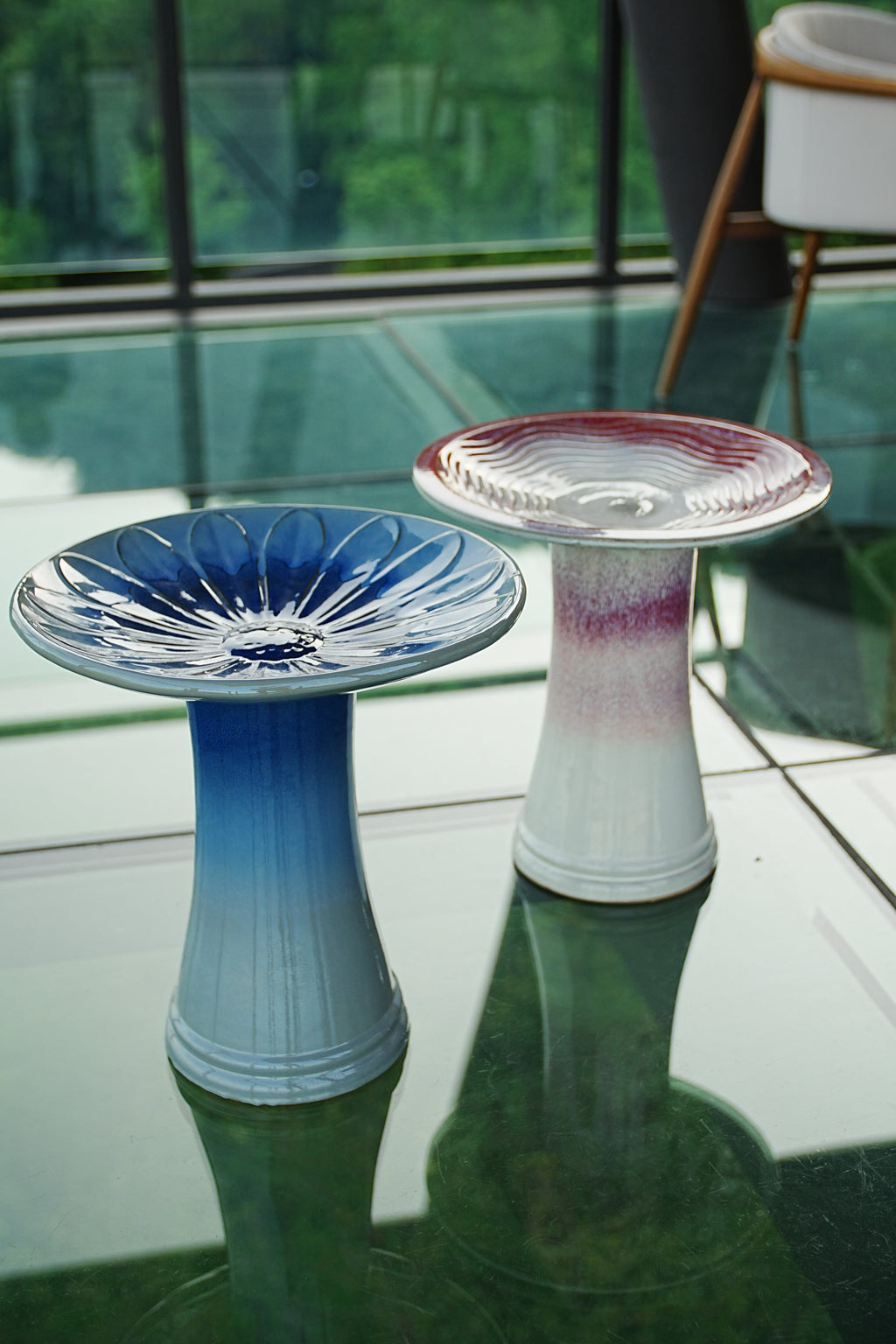 Handmade Glazed Ceramic Bird Bath