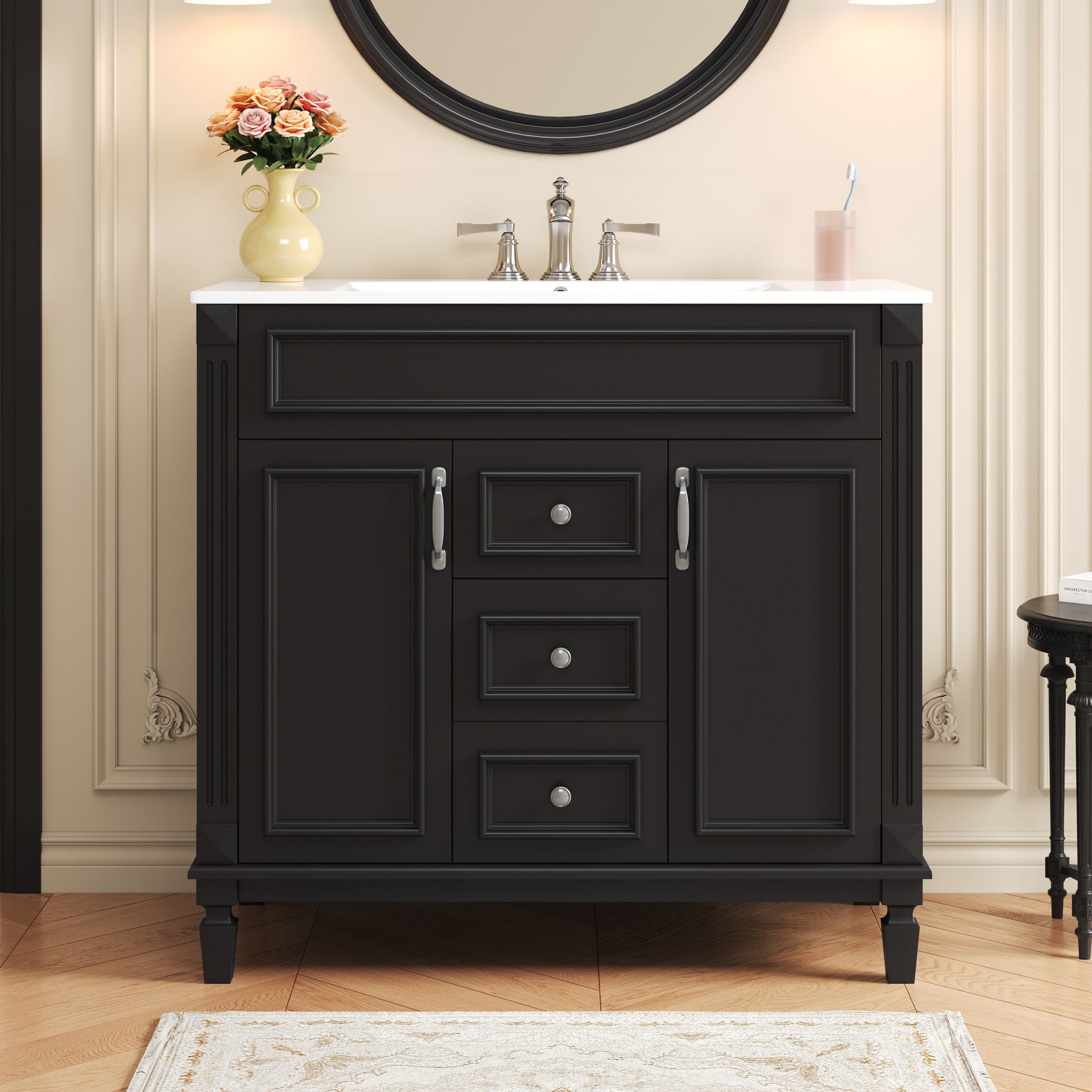 Bathroom Vanity With Top Sink and Soft-Closing Storage