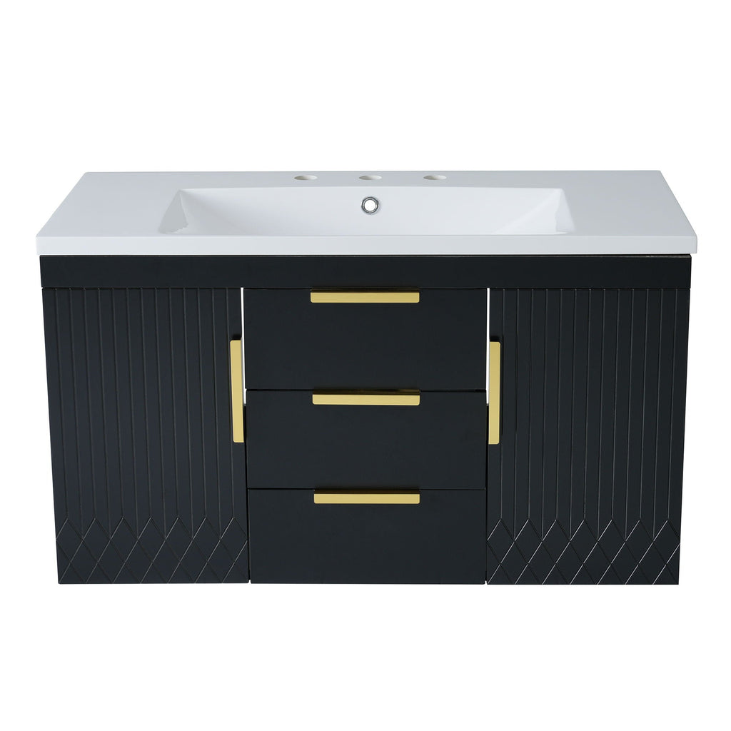 Wall Mounted Bathroom Vanity With Sink and Floating Storage Cabinet