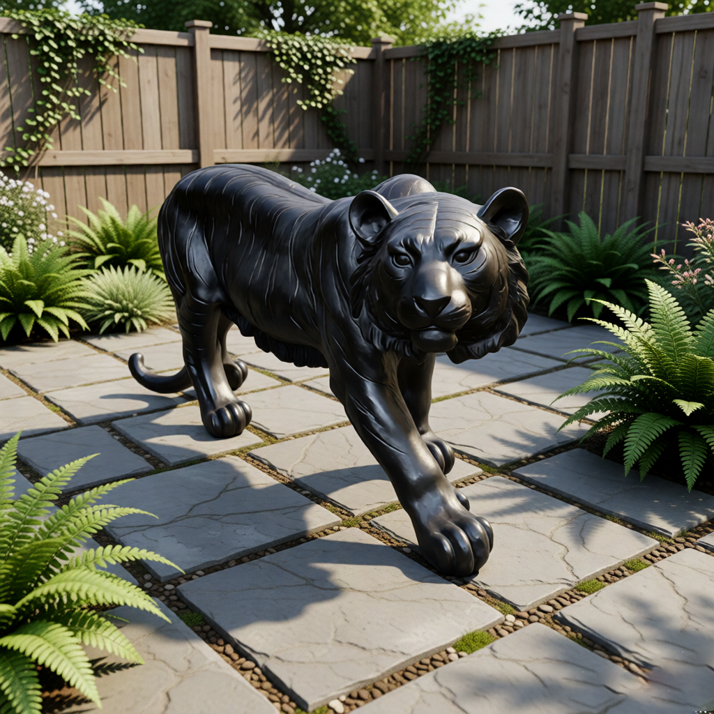 Simulated Black Tiger Resin Garden Statue