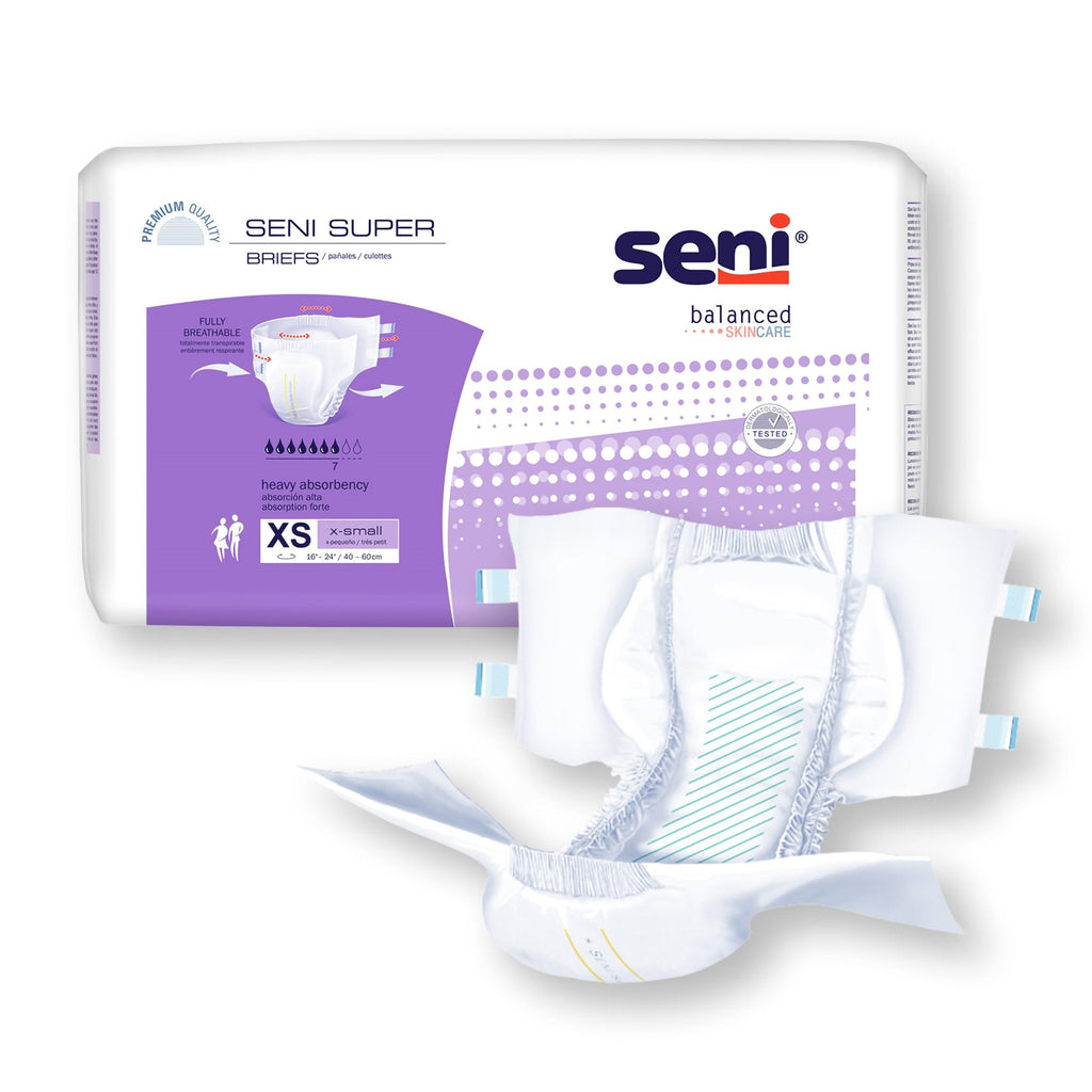 Seni® Super Heavy Absorbency Incontinence Brief, Extra Small S-XS25-BS1
