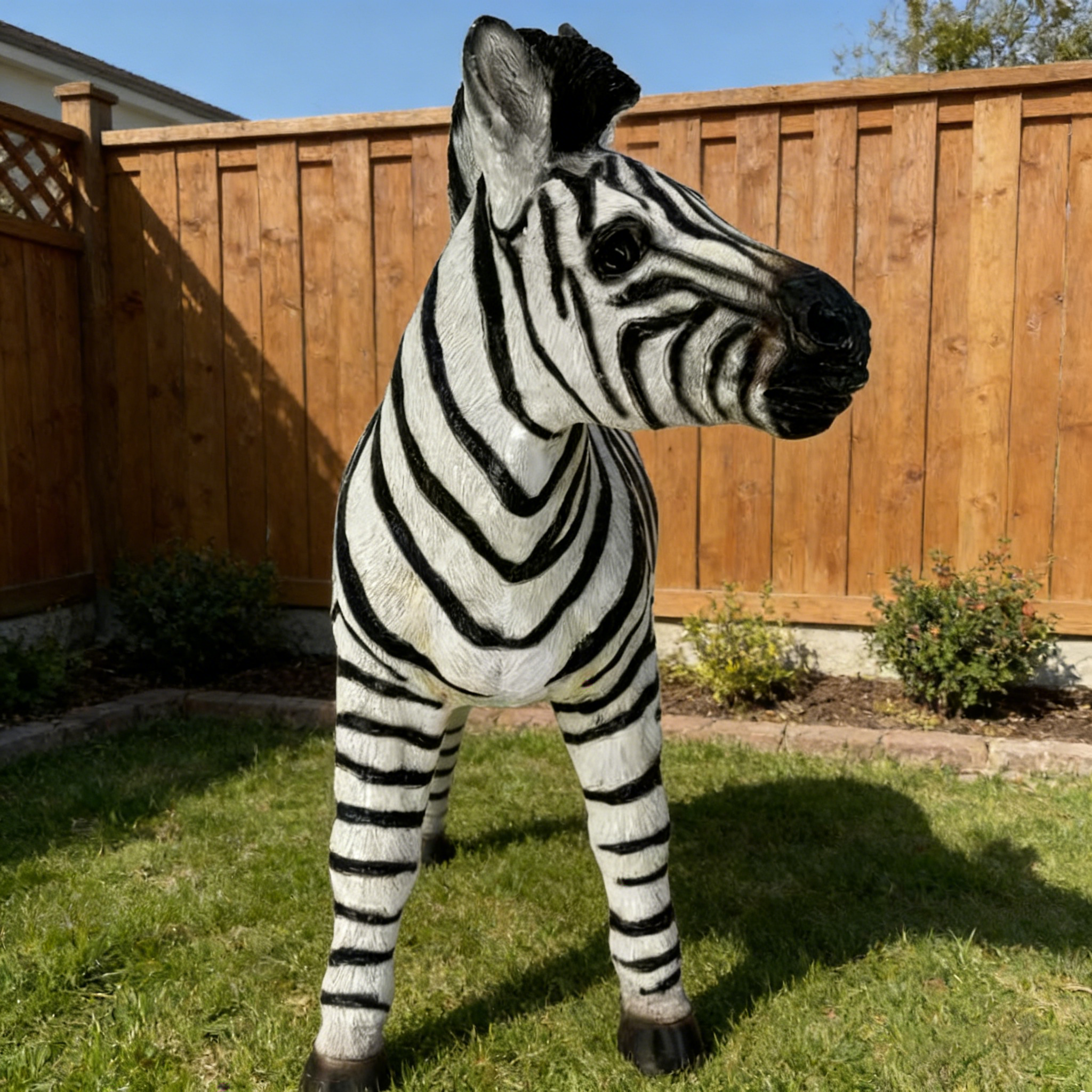 18.31" H x 19.49" L Simulated Zebra Garden Statue
