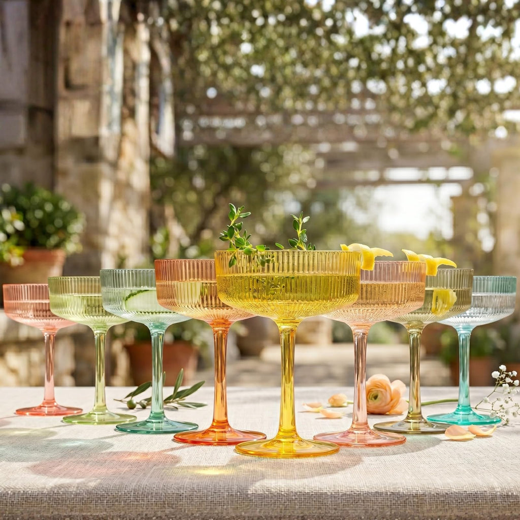 Madrid Acrylic Champagne Coupe Cocktail Glassware, Set of 8
