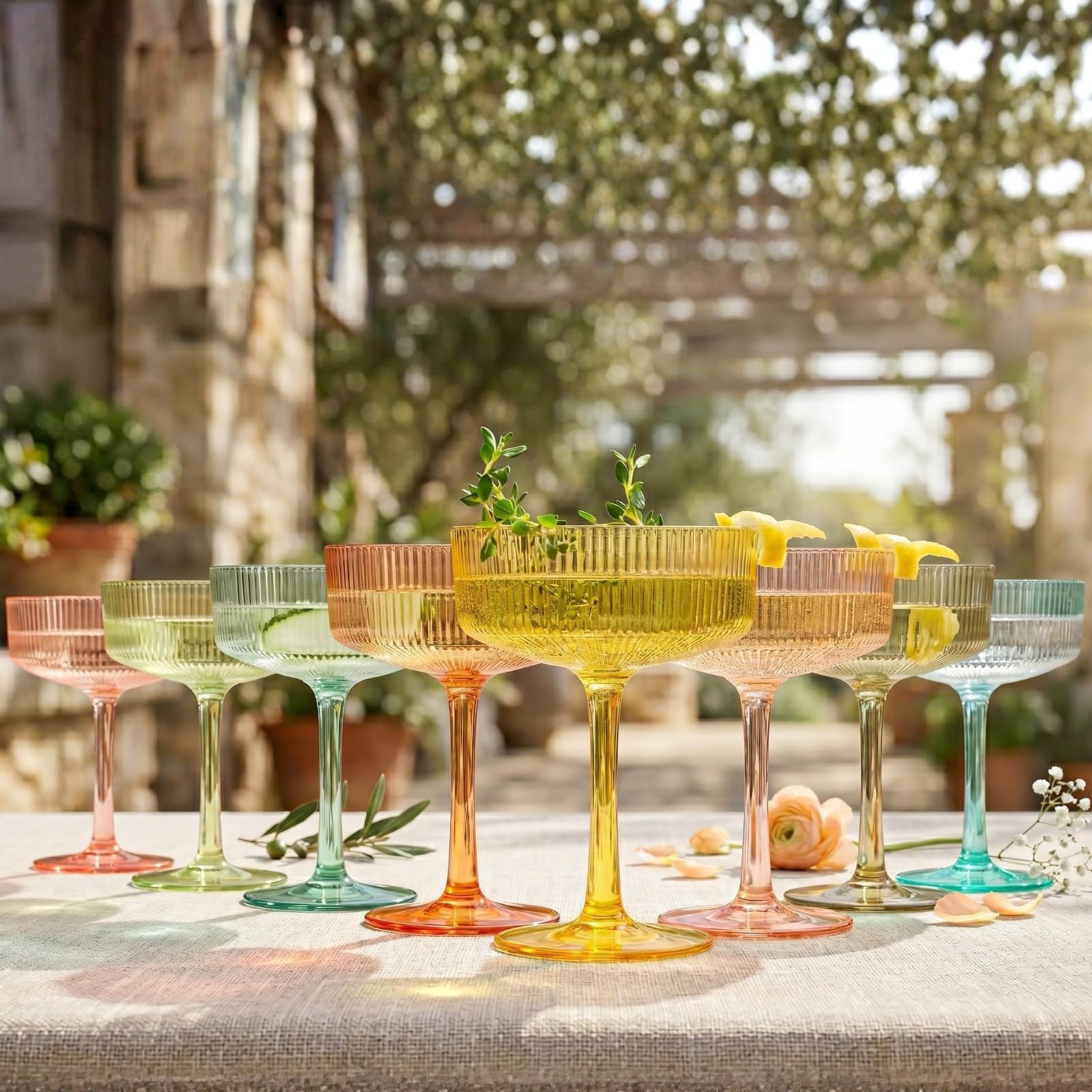 Madrid Acrylic Champagne Coupe Cocktail Glassware, Set of 8