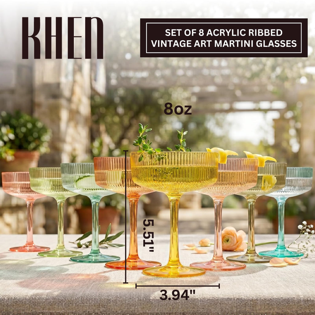 Madrid Acrylic Champagne Coupe Cocktail Glassware, Set of 8