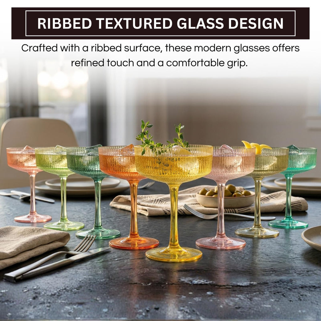 Madrid Acrylic Champagne Coupe Cocktail Glassware, Set of 8