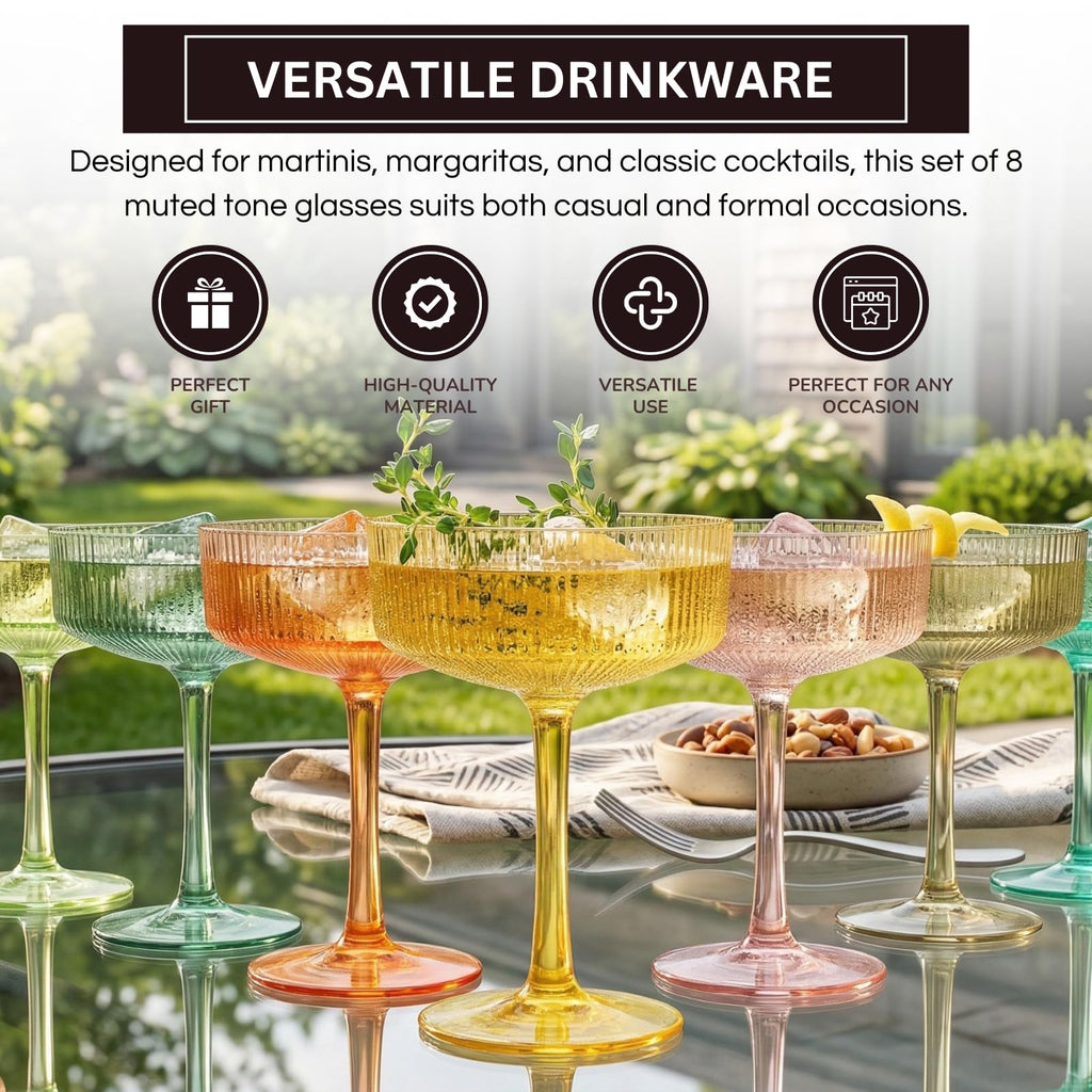 Madrid Acrylic Champagne Coupe Cocktail Glassware, Set of 8