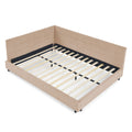 Mid-Century Storage Upholstered Tufted Bed Frame With Backrest And Armrests