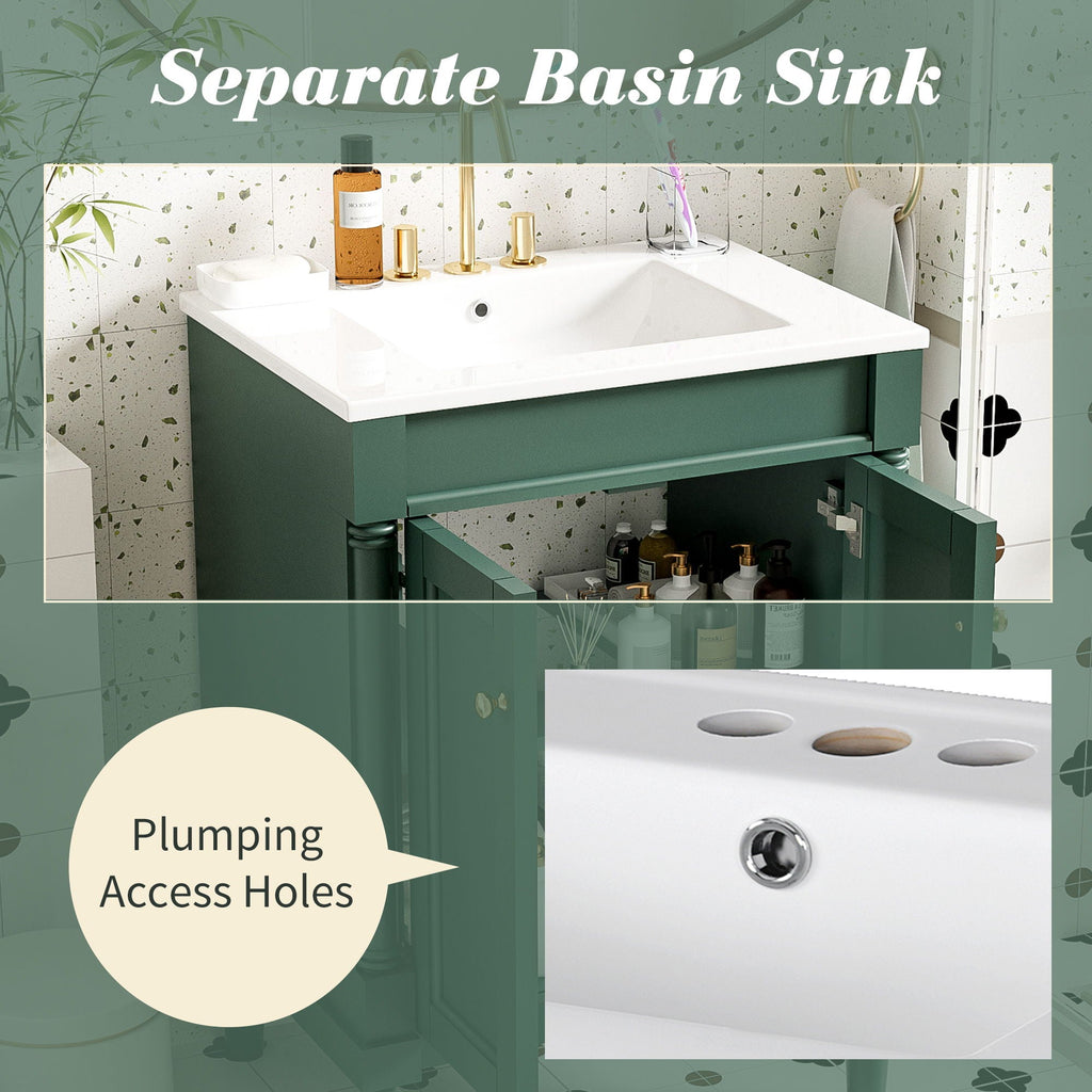 Bathroom Vanity With Top Sink, 2 Tier Storage Cabinet