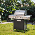 Propane Grill 4 Burner Barbecue Grill Stainless Steel Gas Grill with Side Burner