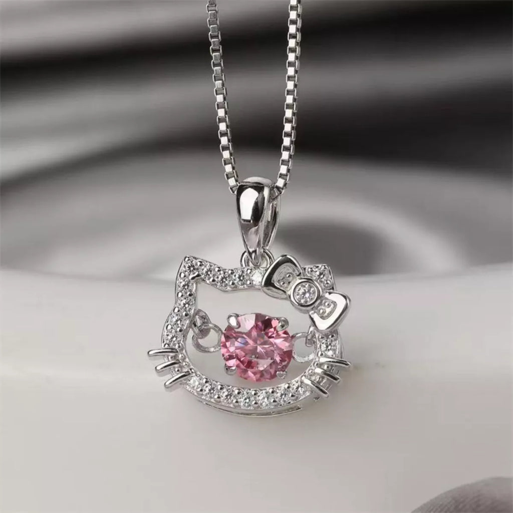 Hello Kitty 2 Carat Moissanite 925 Sterling Pendant Silver
