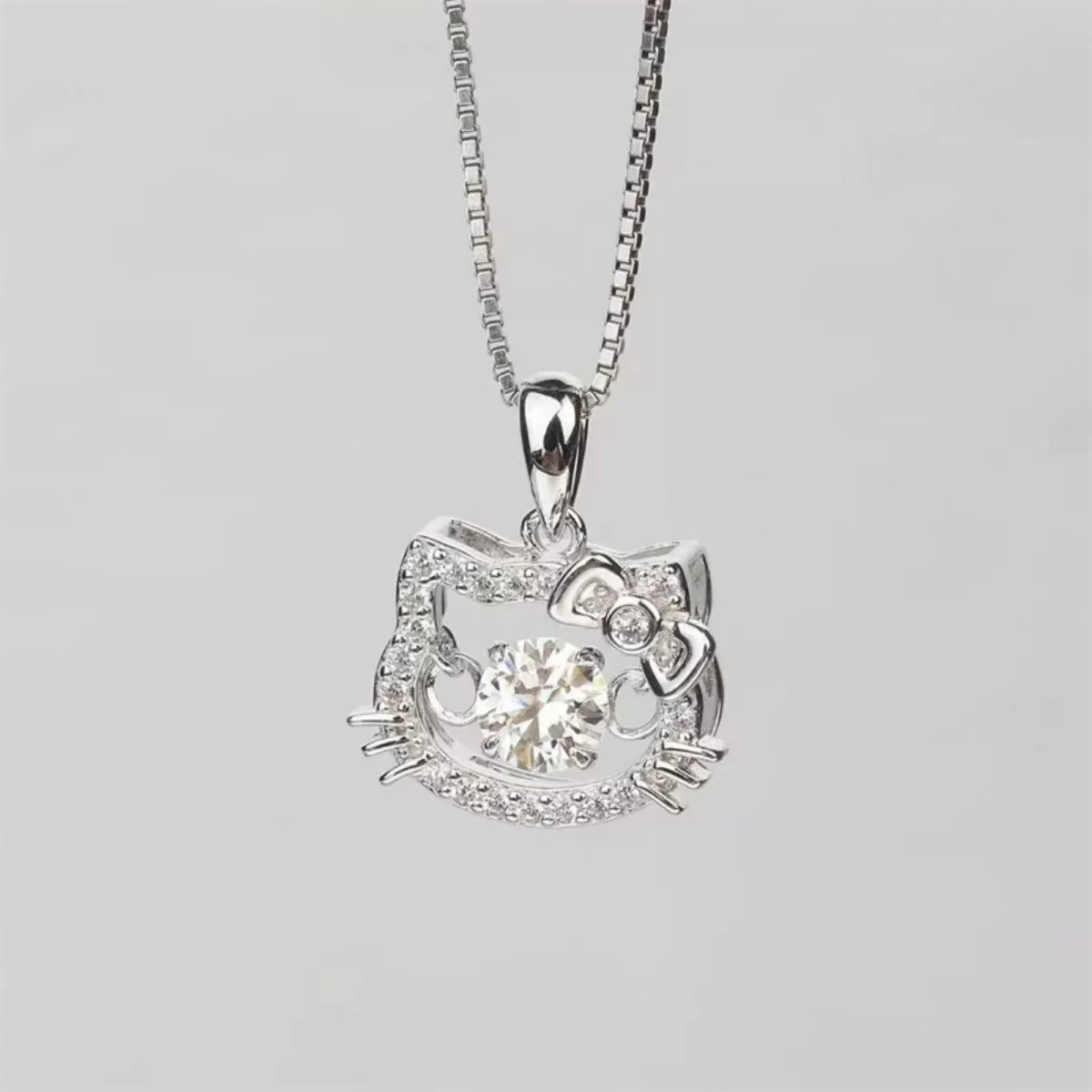 Hello Kitty 2 Carat Moissanite 925 Sterling Pendant Silver