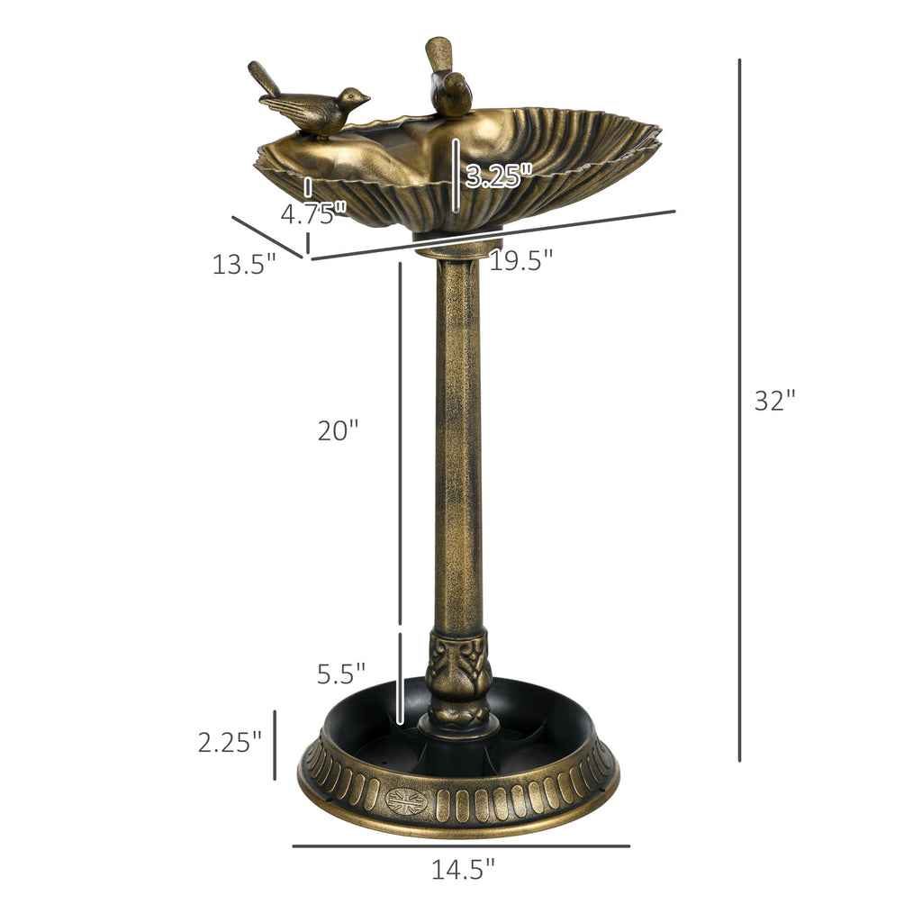 Outsunny 32" Antique Bird Bath with Planter Base