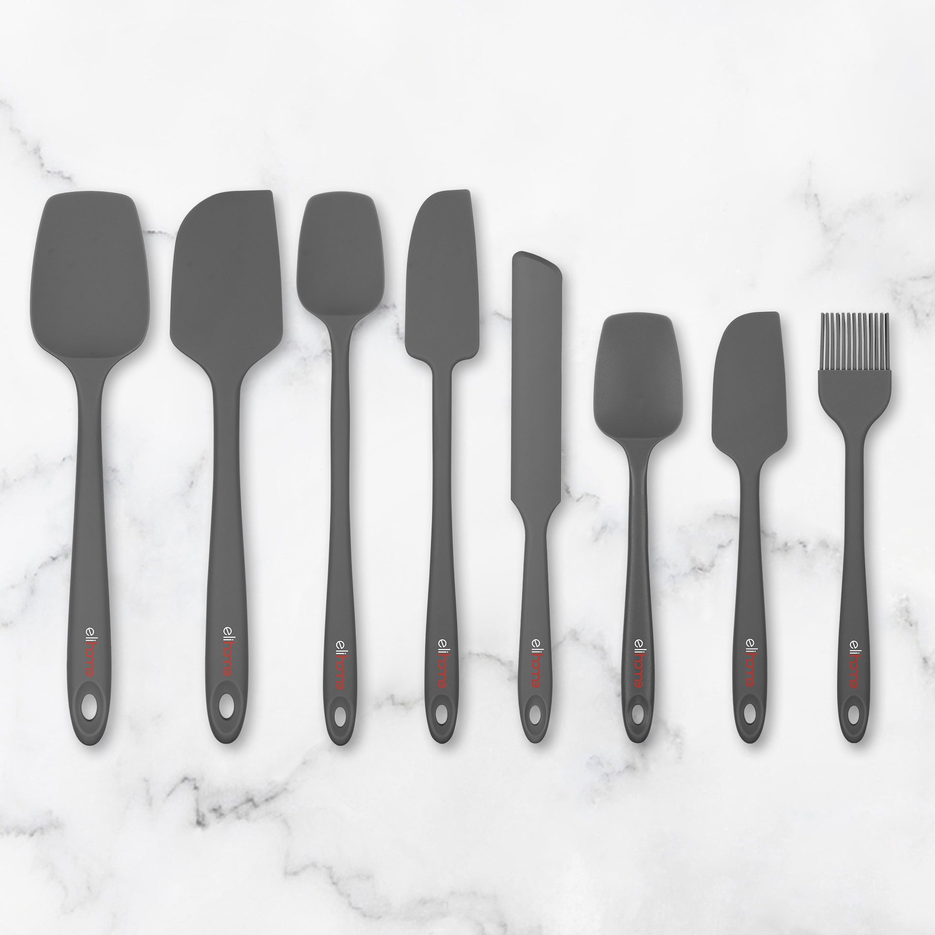 8 Piece Silicone Spatula Set - Teal Grey