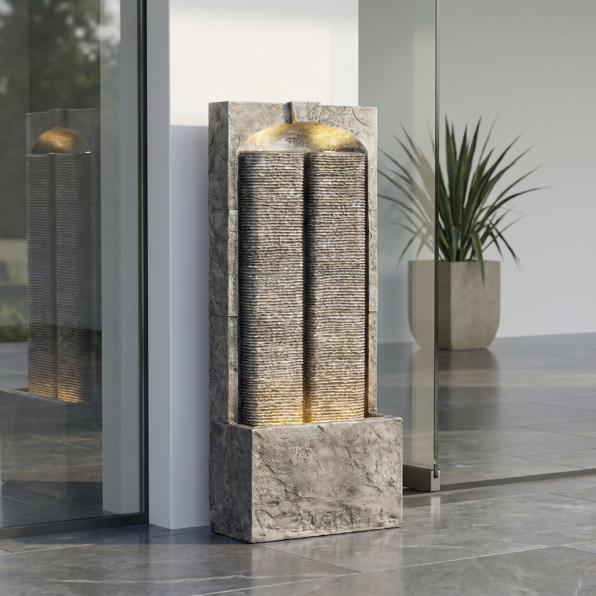 Outdoor Water Fountain Cascading LED Lights 39' H