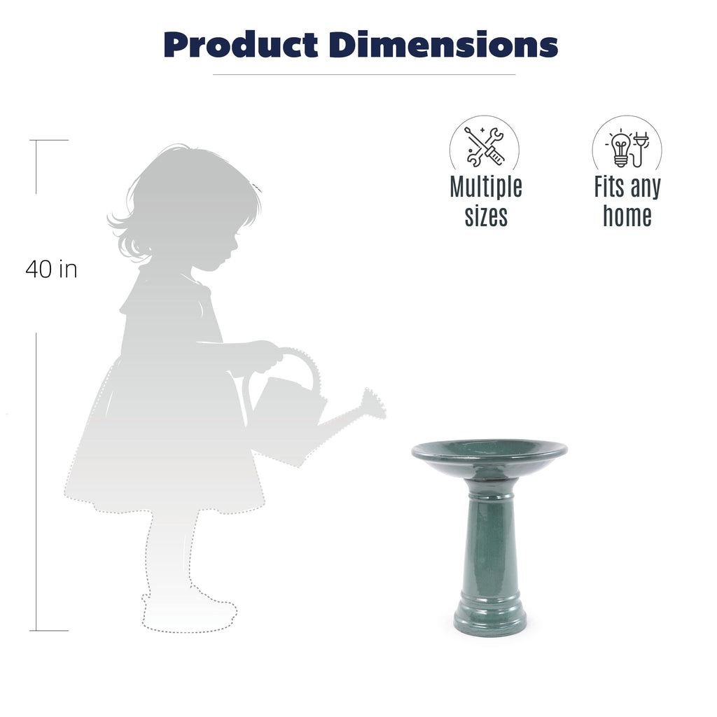 Ceramic Pedestal Bird Bath for Outdoor Garden