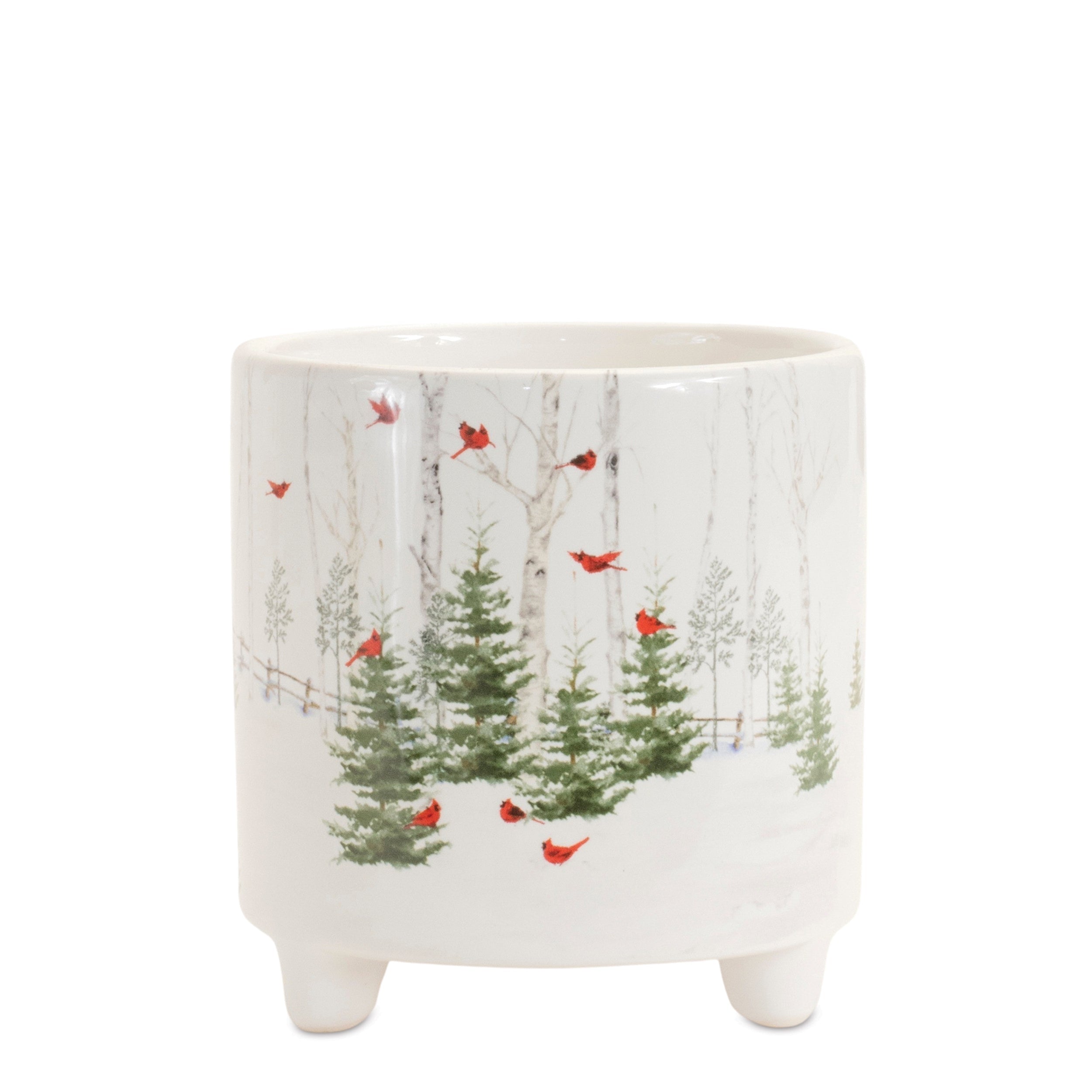 Winter Cardinal Forest Planter (Set of 2)