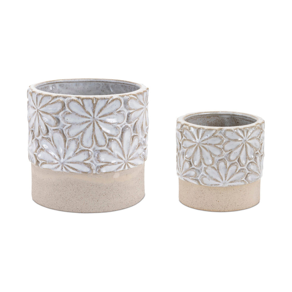 Ceramic Floral Planter (Set of 2)