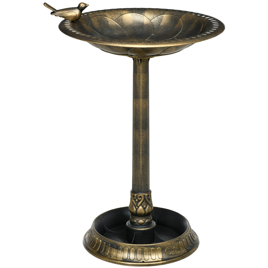 Outsunny 28" Antique Bird Bath with Pedestal Flower Planter