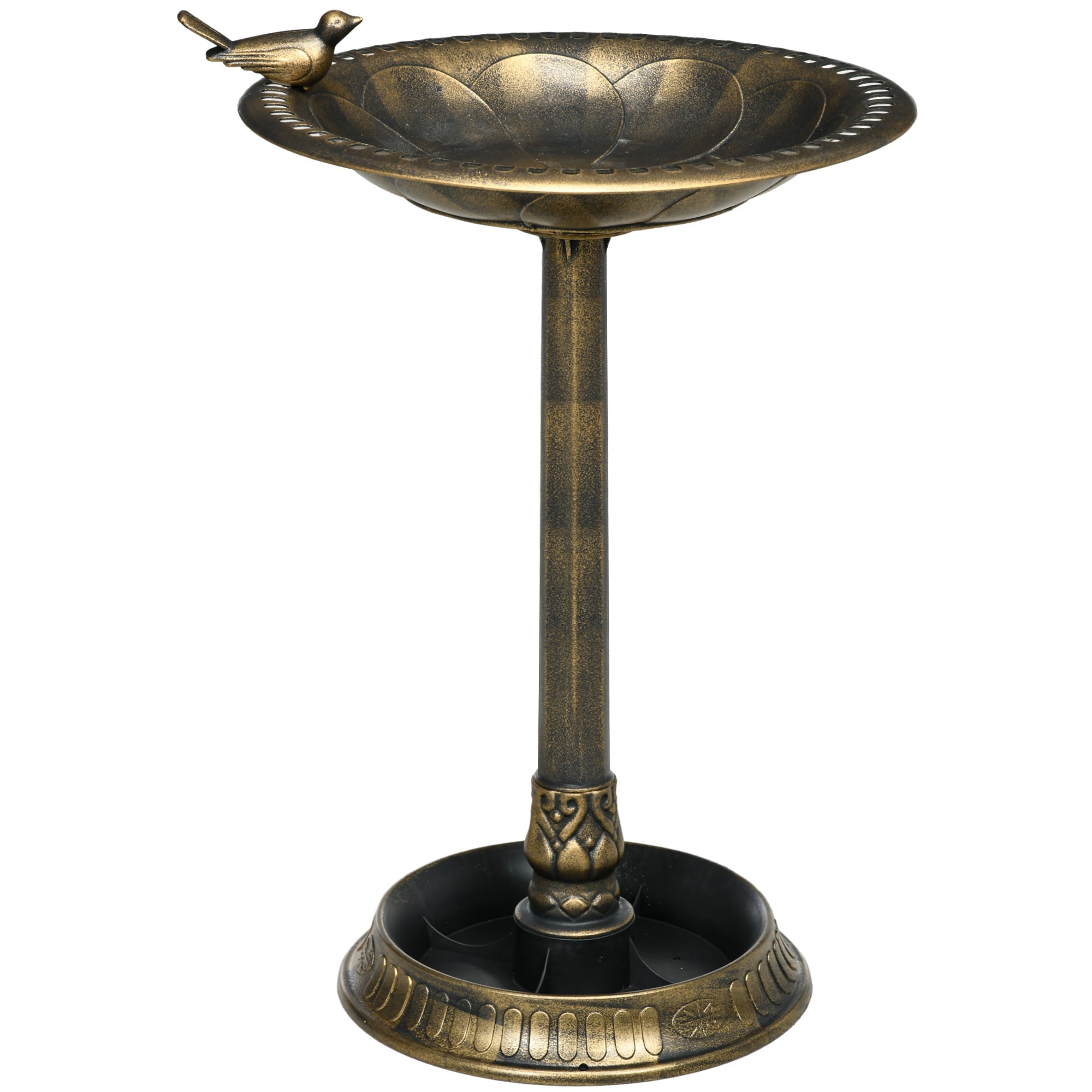 Outsunny 28" Antique Bird Bath with Pedestal Flower Planter