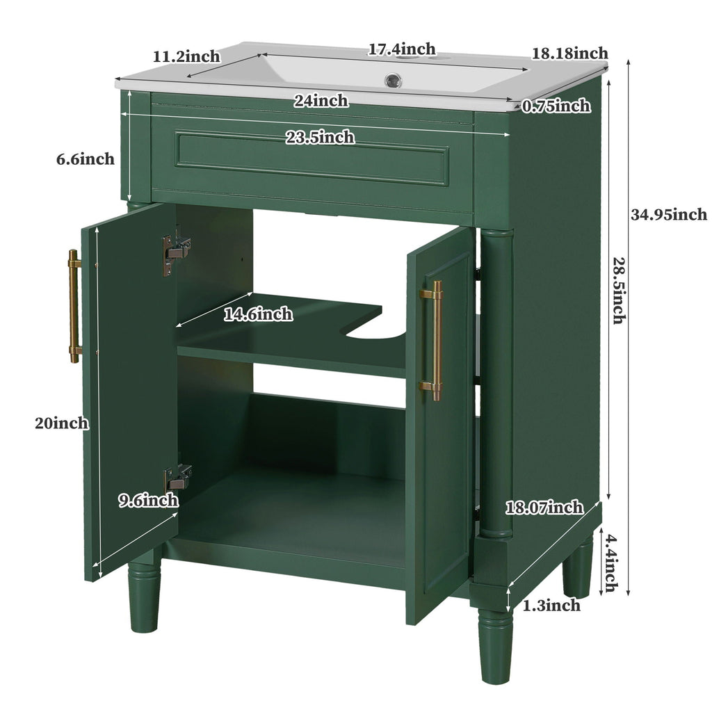 Bathroom Vanity With Integrated Sink and 2 Door Cabinet